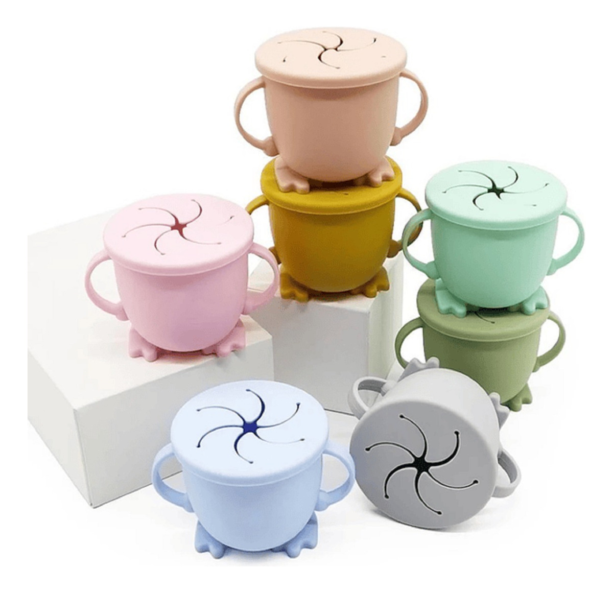 SET 2 VASOS SILICONA ALMACENAMIENTO ALIMENTOS BEBES LAU - 3