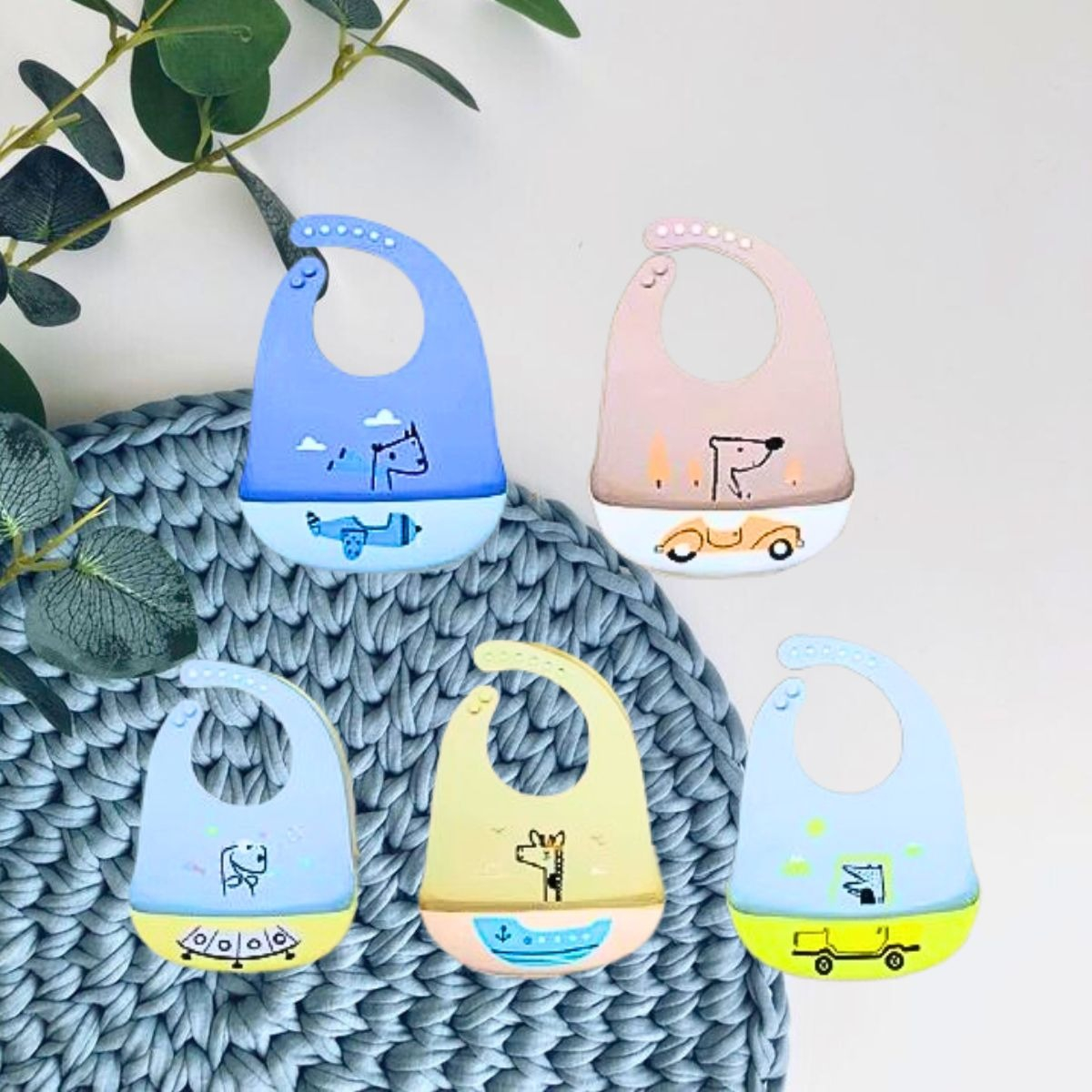 SET 3 BABEROS SILICONA COLORES RECOLECTOR RESIDUOS BEBES LAU - 10