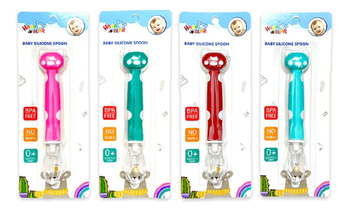 SET 9 CUCHARAS SILICONA DISEÑO OSITO ENTRENA BEBES LAU - 1