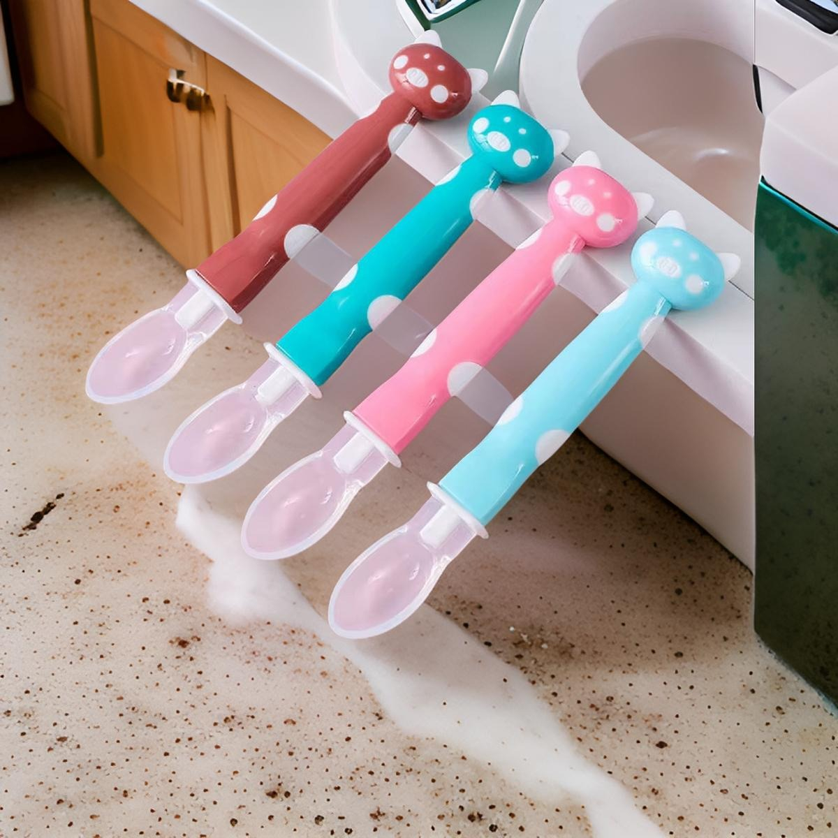 SET 9 CUCHARAS SILICONA DISEÑO OSITO ENTRENA BEBES LAU - 10
