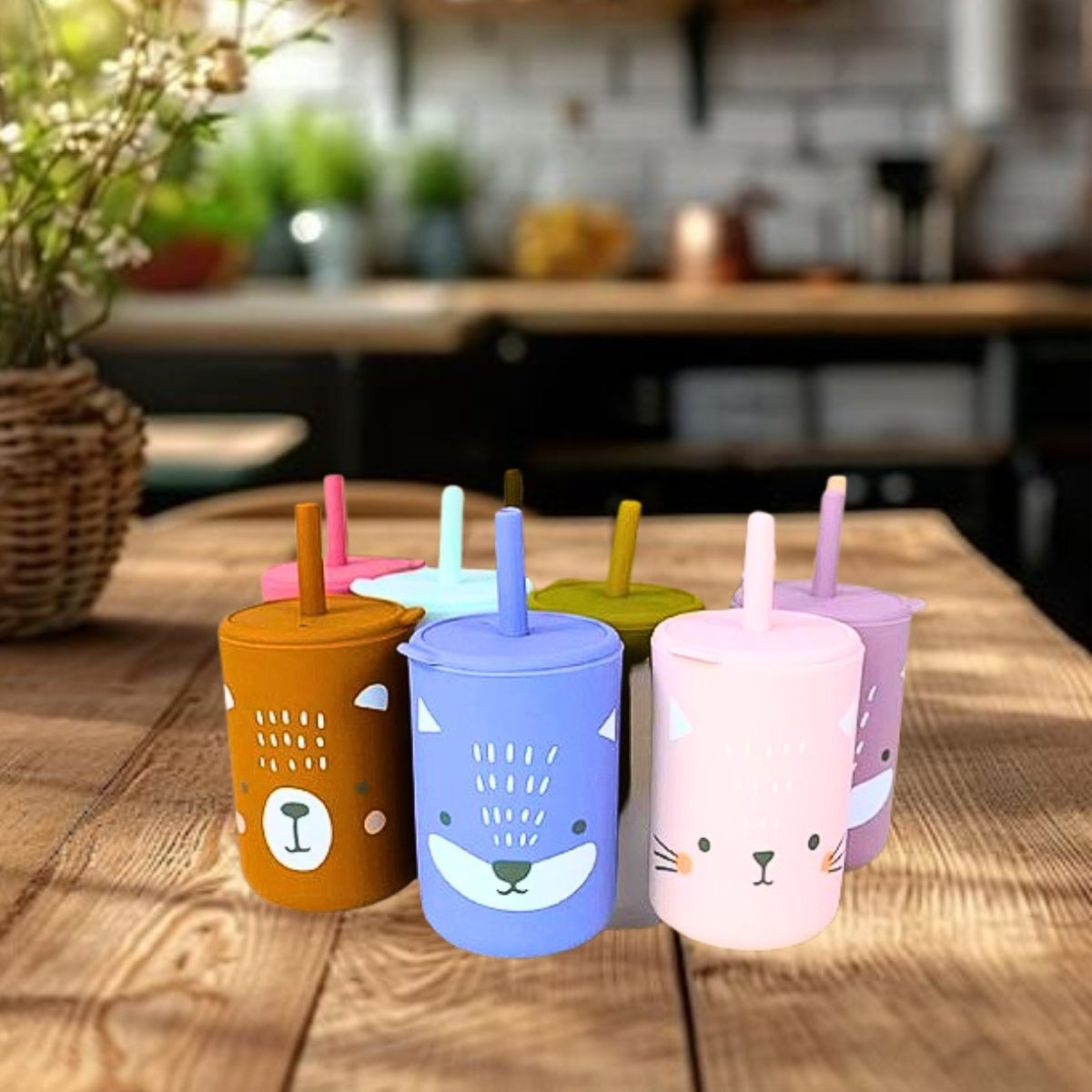 VASO SILICONA BOMBILLA ANTIDERRAME DIVERTIDO NIÑOS BEBES LAU - 7