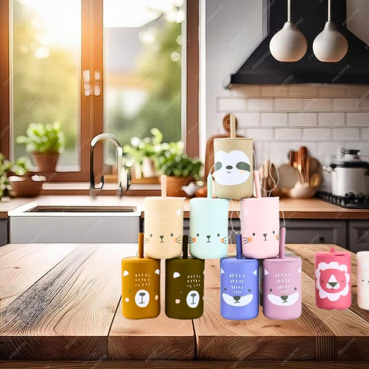VASO SILICONA BOMBILLA ANTIDERRAME DIVERTIDO NIÑOS BEBES LAU - 10
