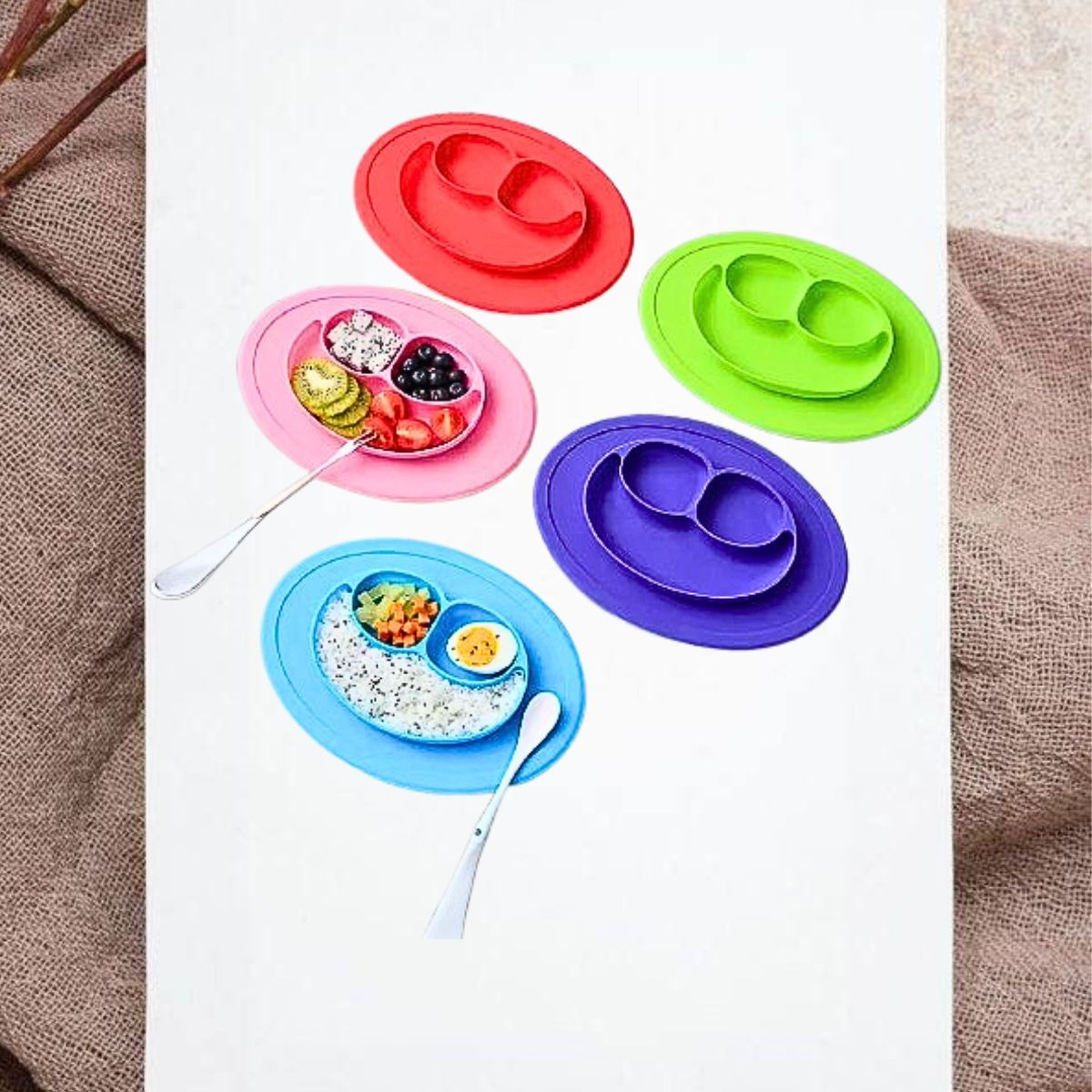 SET 5 PLATOS SILICONA ANTIDERRAME ANTIADHERENTE BEBES LAU - 6
