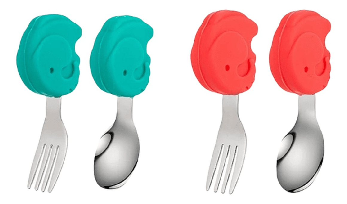 SET 3 CUBIERTO + CUCHARA ENTRENAMIENTO COMIDA BEBES LAU - 1