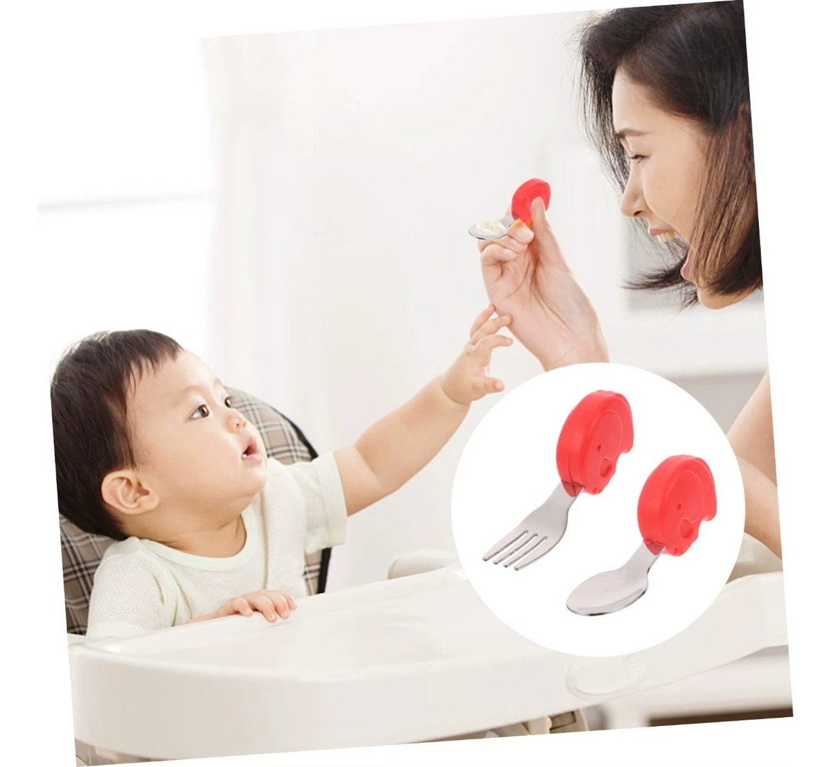 SET 3 CUBIERTO + CUCHARA ENTRENAMIENTO COMIDA BEBES LAU - 4