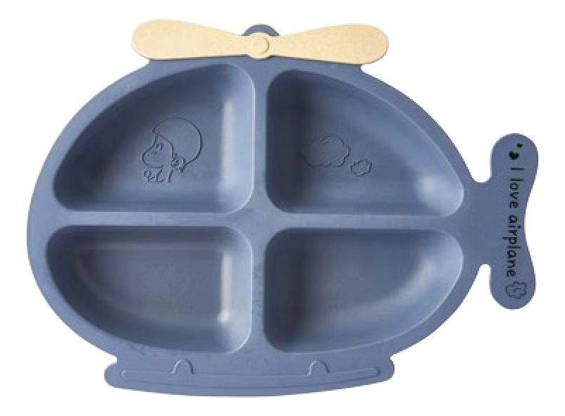 SET 3 PLATOS SILICONA DISEÑO HELICOPTERO ENTRENA NIÑOS LAU - 1