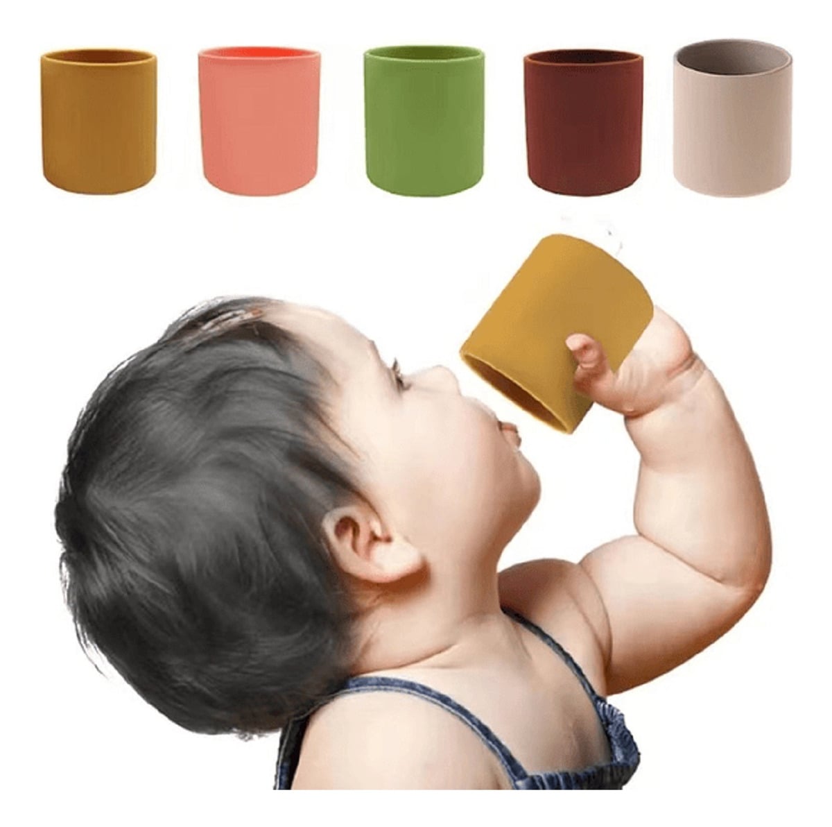 SET 4 VASOS SILICONA ANTIDERRAME ENTRENADOR BEBES LAU - 1