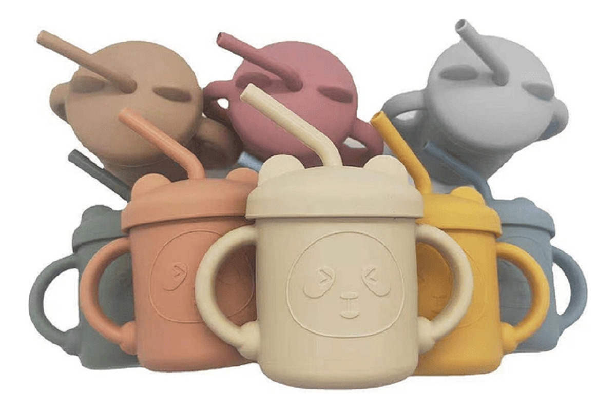 VASO BOMBILLA SILICONA DISEÑO OSO NIÑOS COCINA COLEGIO LAU - 1