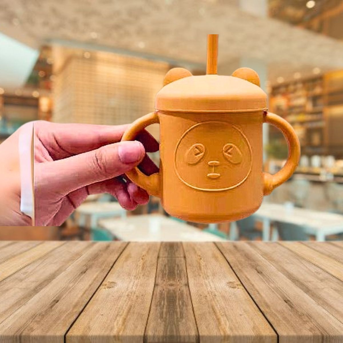 VASO BOMBILLA SILICONA DISEÑO OSO NIÑOS COCINA COLEGIO LAU - 7