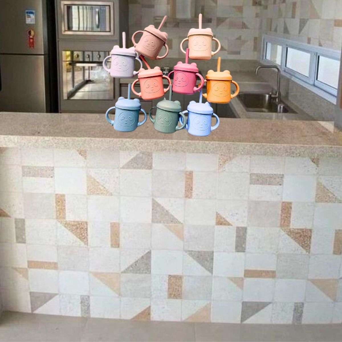 VASO BOMBILLA SILICONA DISEÑO OSO NIÑOS COCINA COLEGIO LAU - 8