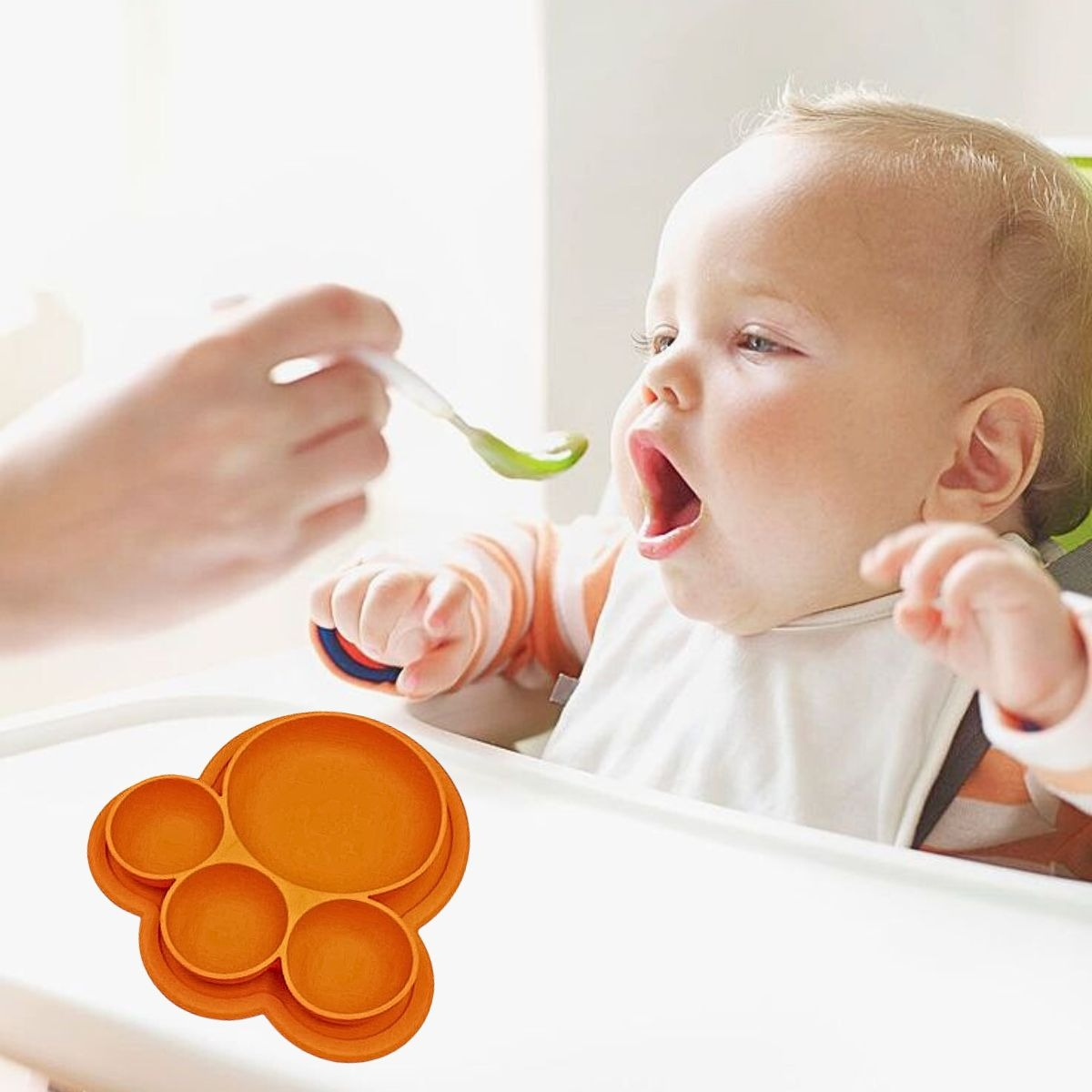 SET 2 PLATOS SILICONA FORMA OSO ALIMENTACION BEBES LAU - 3