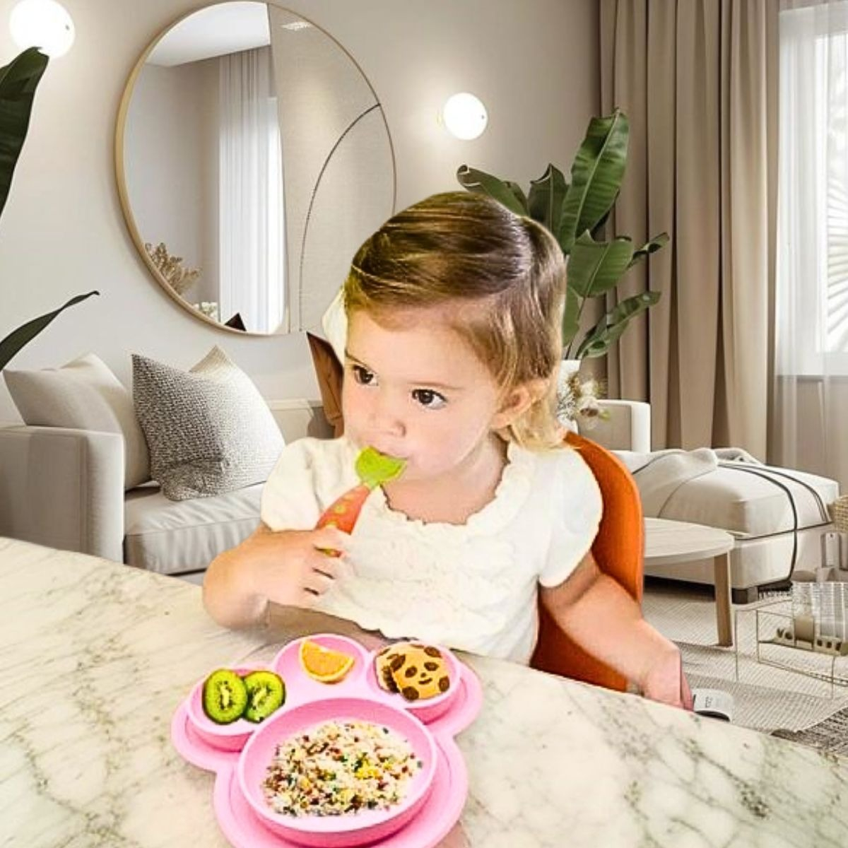 SET 2 PLATOS SILICONA FORMA OSO ALIMENTACION BEBES LAU - 5