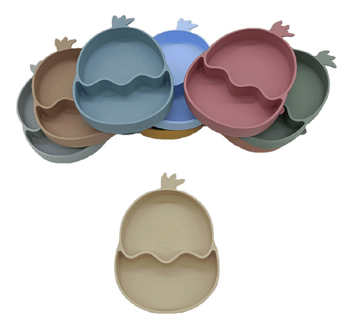 SET 2 PLATOS DISEÑO POLLO SILICONA ANTIDESLIZANTE NIÑOS LAU - 1