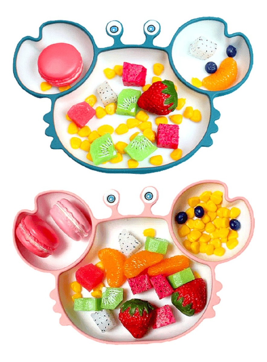 PLATO SILICONA DISEÑO CANGREJO ANTIDESLIZANTE NIÑOS LAU - 1