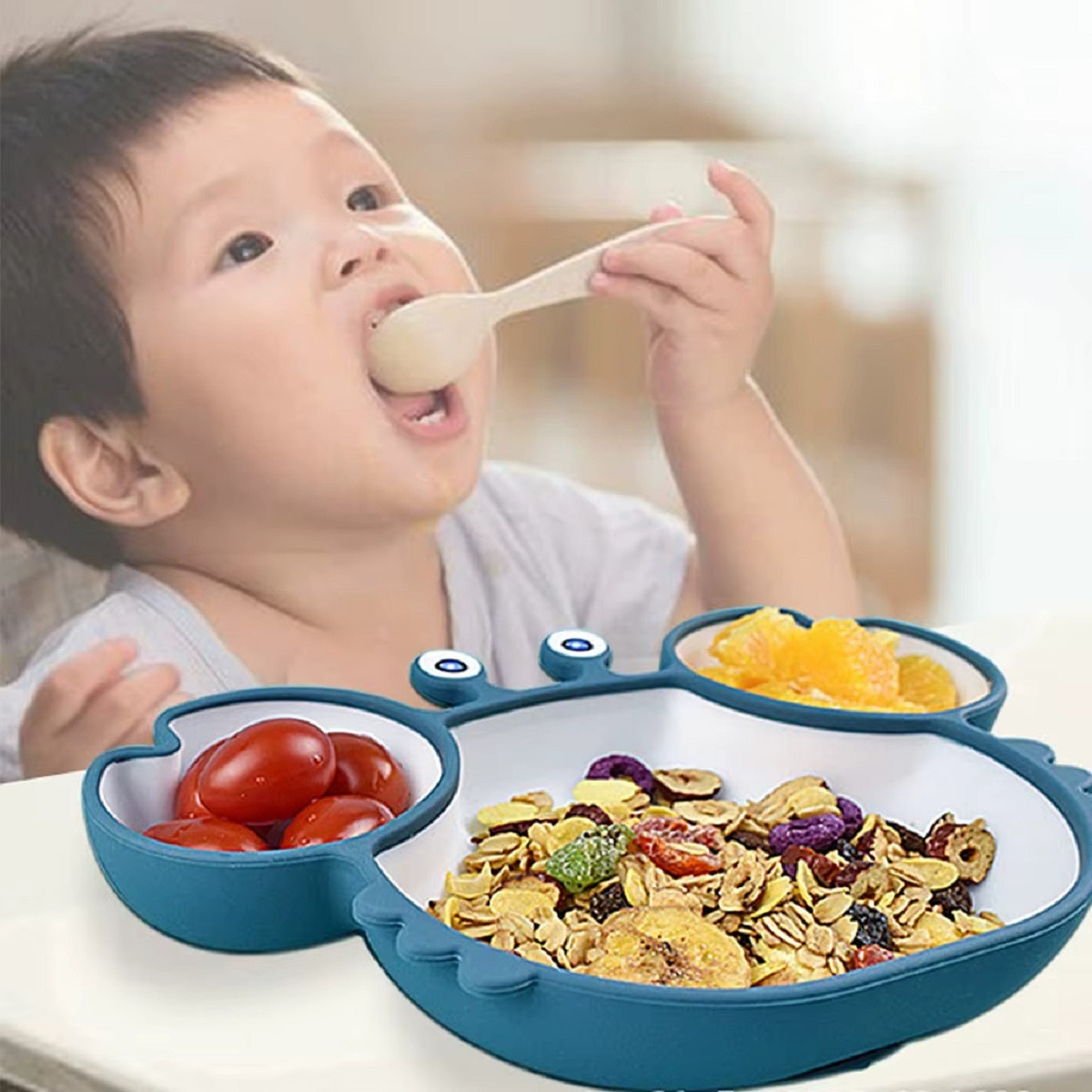 PLATO SILICONA DISEÑO CANGREJO ANTIDESLIZANTE NIÑOS LAU - 2