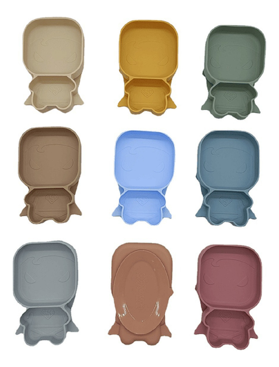 SET 2 PLATOS DISEÑO SUPERHOMBRE SILICONA ANTIDESLIZANTE LAU - 3