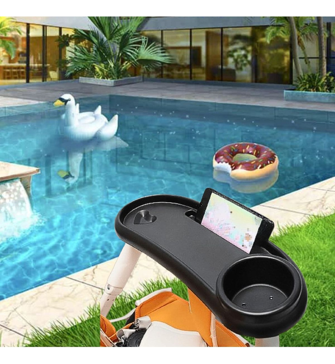 BANDEJA UNIVERSAL SOPORTE PORTAVASOS COCHE PASEO BEBE LAU - 3