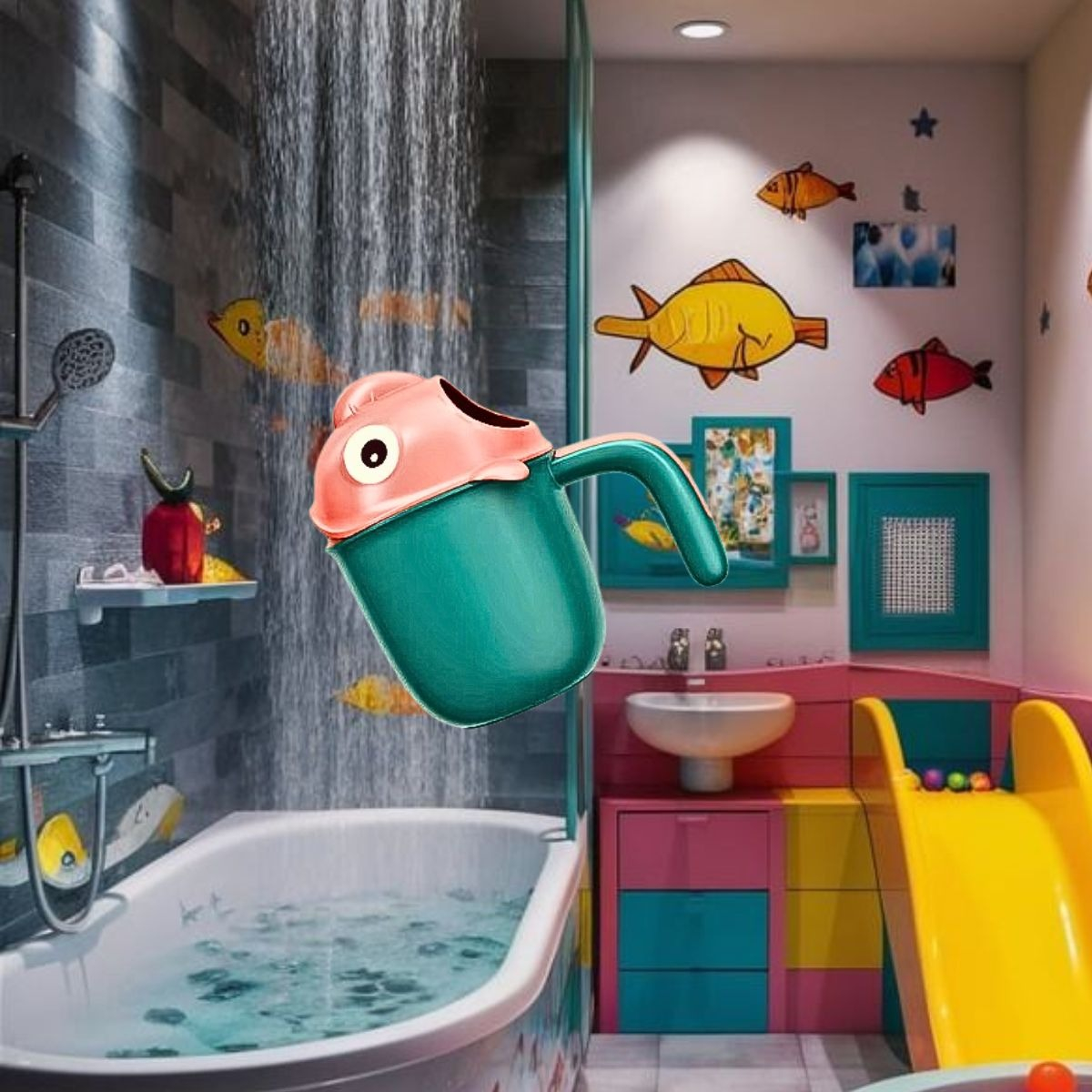 SET 4 JARRO TAZA DUCHA BOTELLA BAÑO NIÑOS BEBES LAU - 9