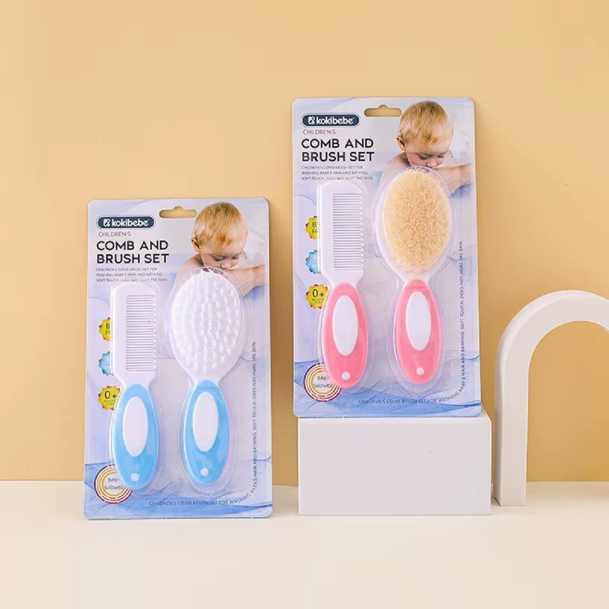 SET 5 KITS CEPILLO PEINE CERDAS SUAVE CABELLOS BEBES LAU - 6
