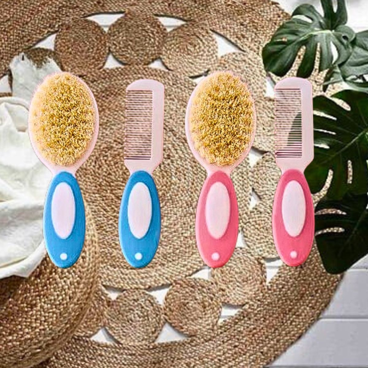 SET 5 KITS CEPILLO PEINE CERDAS SUAVE CABELLOS BEBES LAU - 10