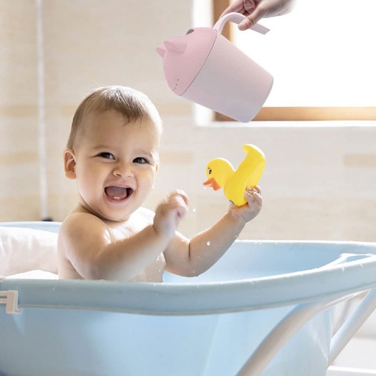 SET 5 JARRO REGADERA ENJUAGUE BAÑO BEBES NIÑOS LAU - 2