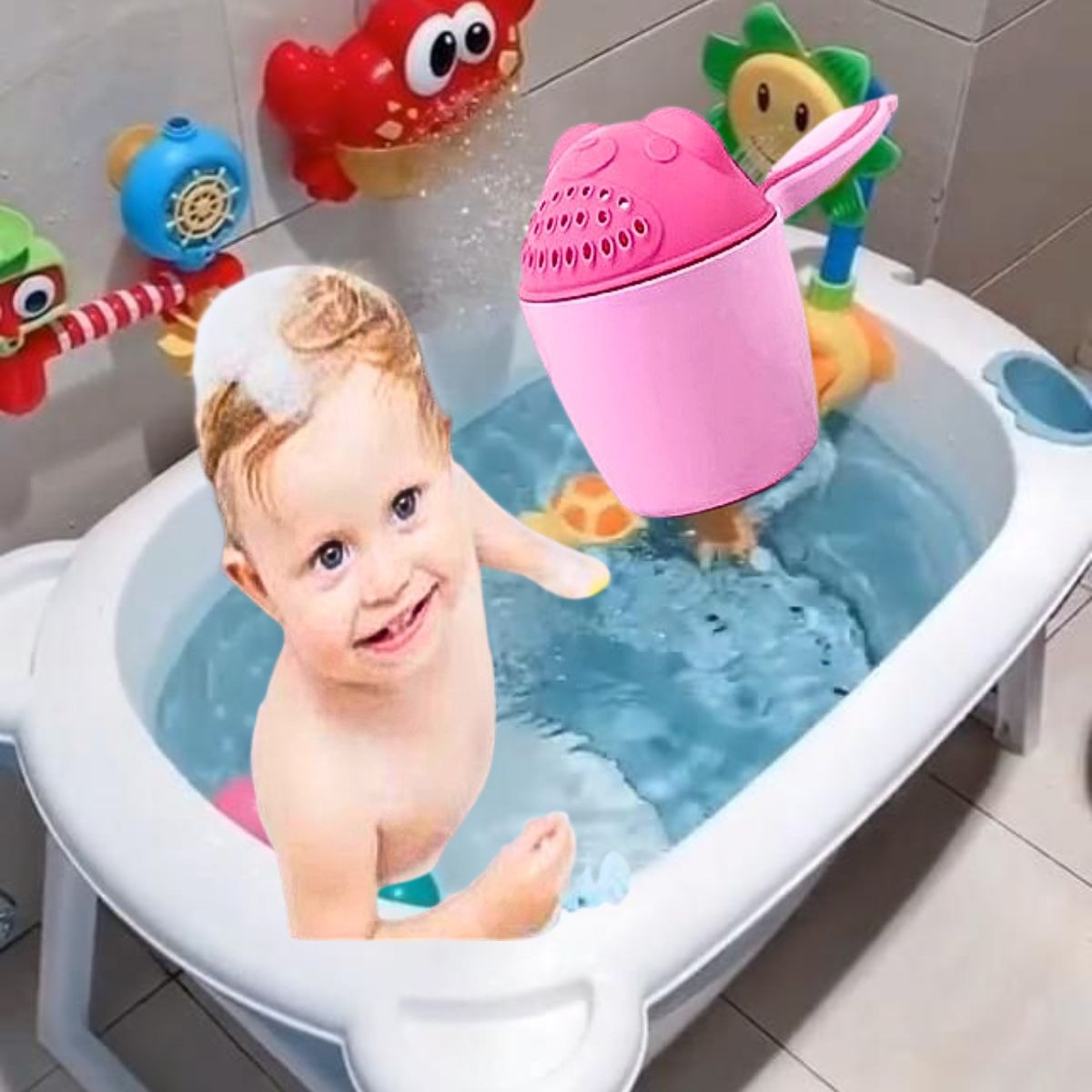 SET 7 JARRO DUCHA BOTELLA BEBE FORMA OSITO NIÑOS LAU - 6