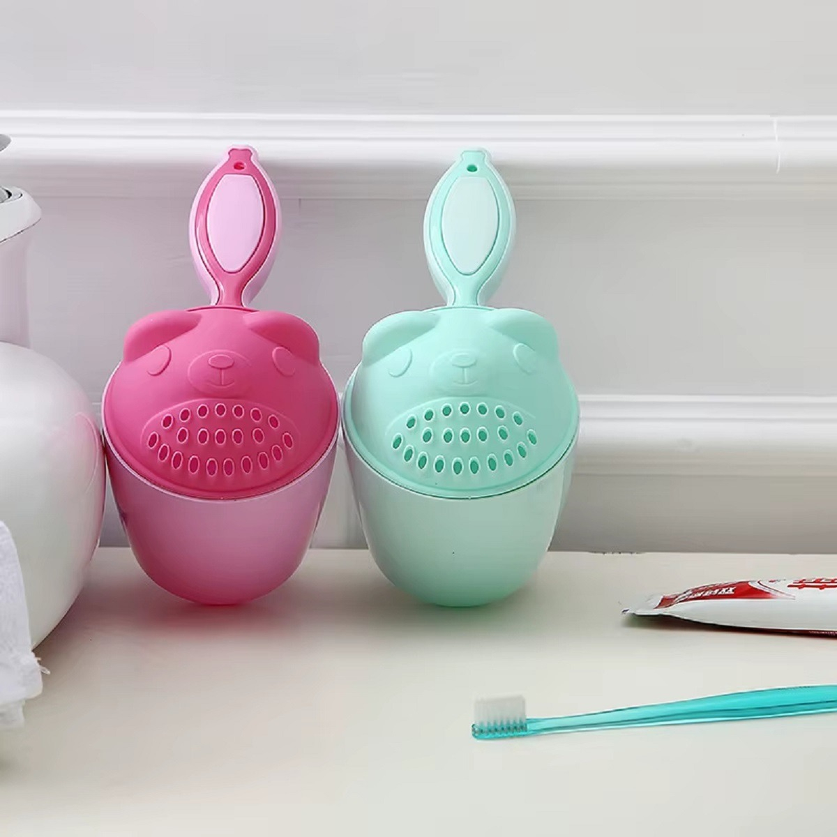 SET 7 JARRO DUCHA BOTELLA BEBE FORMA OSITO NIÑOS LAU - 7