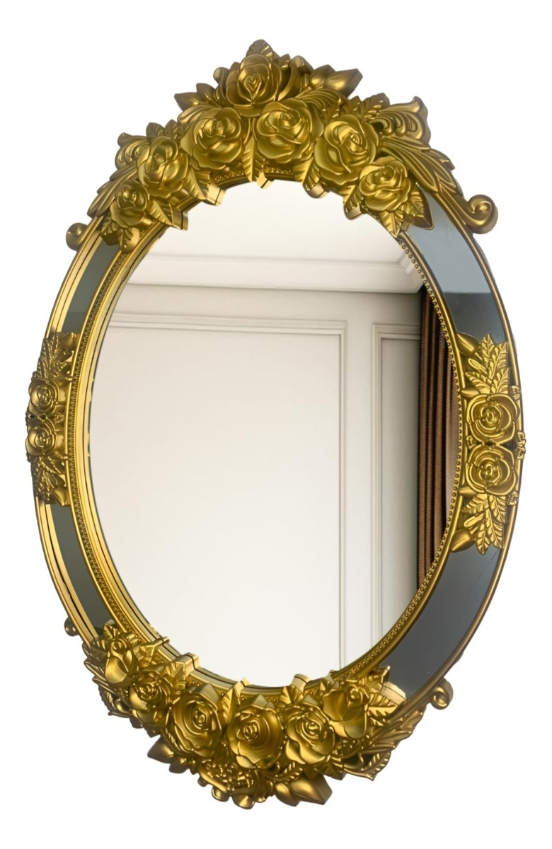 ESPEJO OVALADO PARED GRANDE COLGAR DECORATIVO DORADO JHN - 1