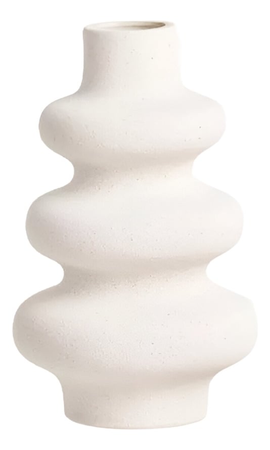 JARRÓN CERÁMICA ONDULADO MODERNO FLORES MINIMALISTA 21CM JHN - 1