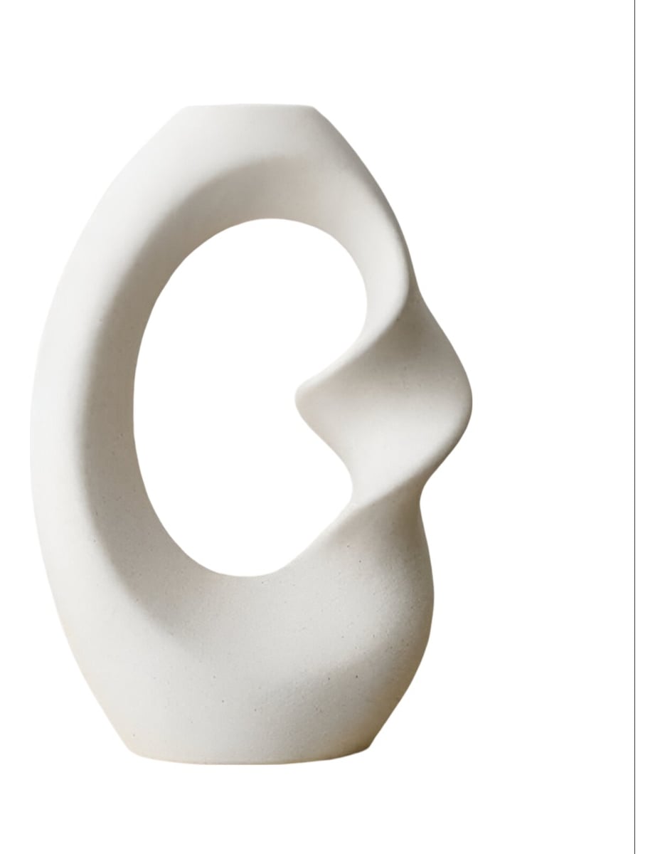 JARRÓN FLORES MODERNO CERÁMICA DECORACIÓN GRANDE BLANCO JHN - 1