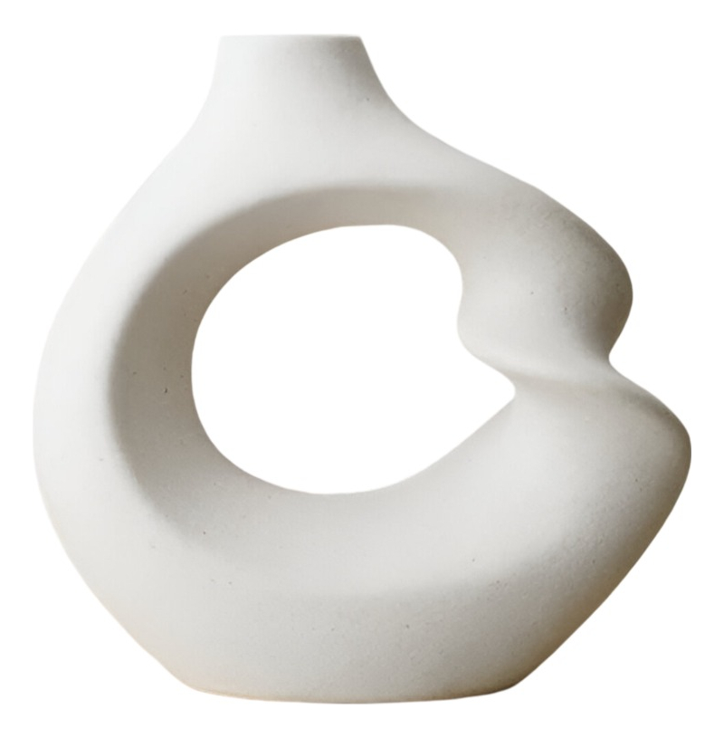 JARRÓN FLORES CERÁMICA DECORACIÓN MODERNO PEQUEÑO BLANCO JHN - 1