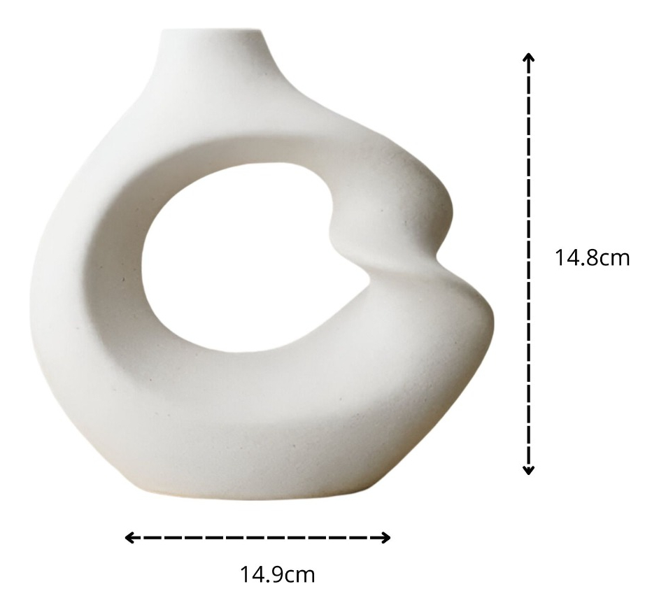 JARRÓN FLORES CERÁMICA DECORACIÓN MODERNO PEQUEÑO BLANCO JHN - 2