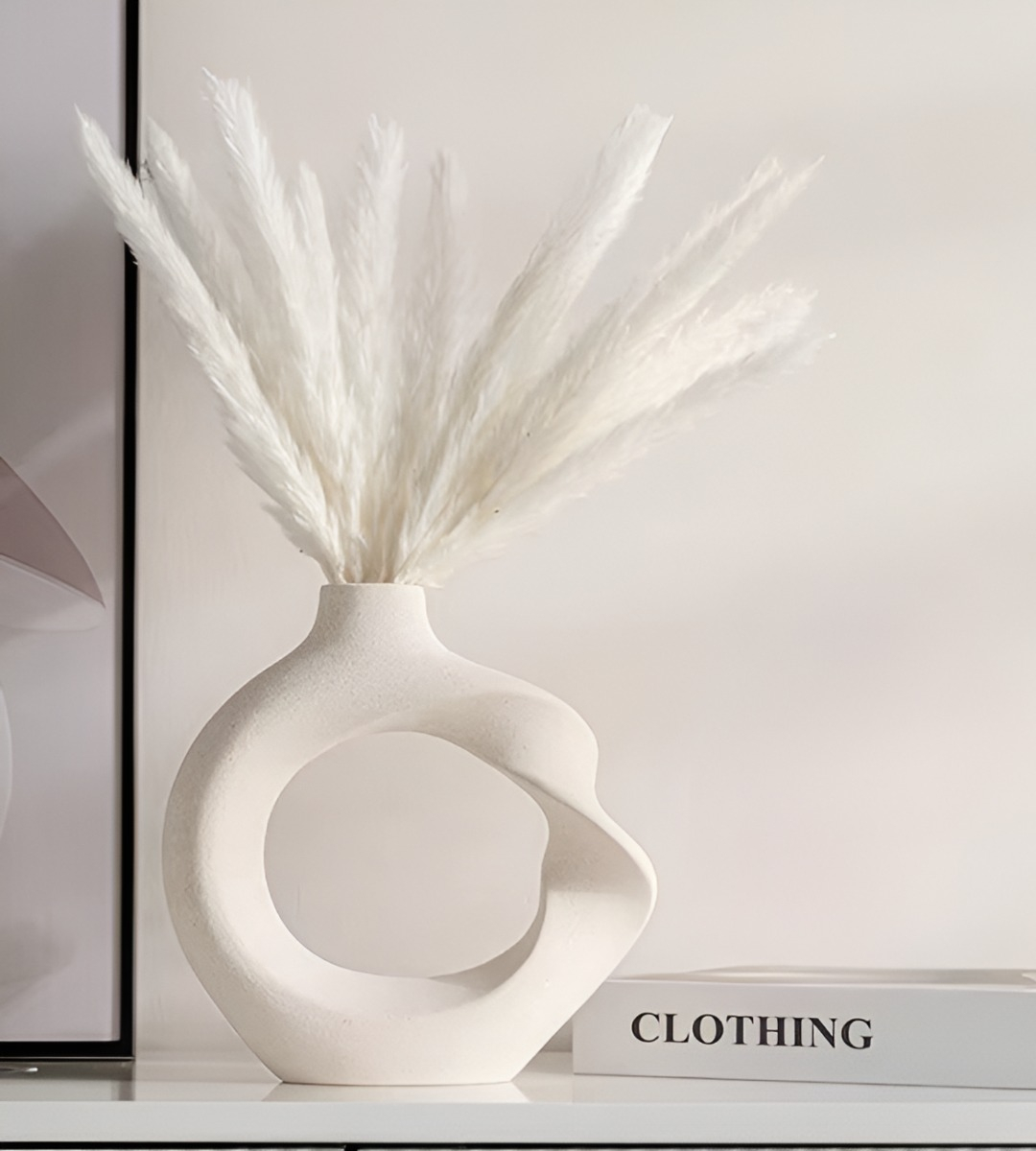 JARRÓN FLORES CERÁMICA DECORACIÓN MODERNO PEQUEÑO BLANCO JHN - 3