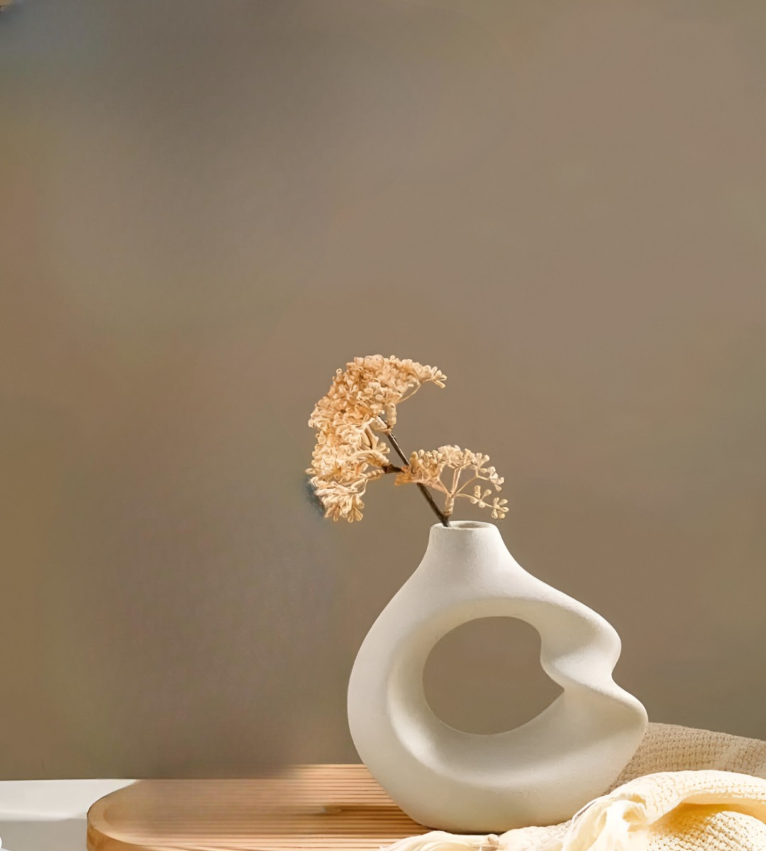 JARRÓN FLORES CERÁMICA DECORACIÓN MODERNO PEQUEÑO BLANCO JHN - 6