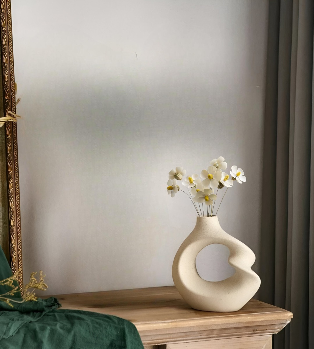 JARRÓN FLORES CERÁMICA DECORACIÓN MODERNO PEQUEÑO BLANCO JHN - 9