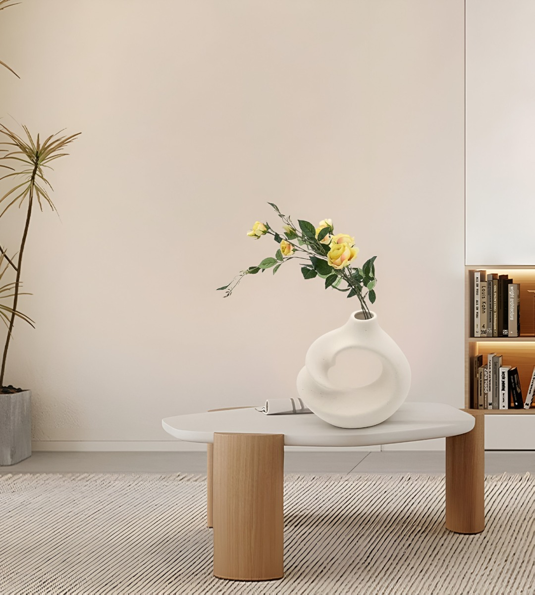 JARRÓN FLORES CERÁMICA DECORACIÓN MODERNO PEQUEÑO BLANCO JHN - 10