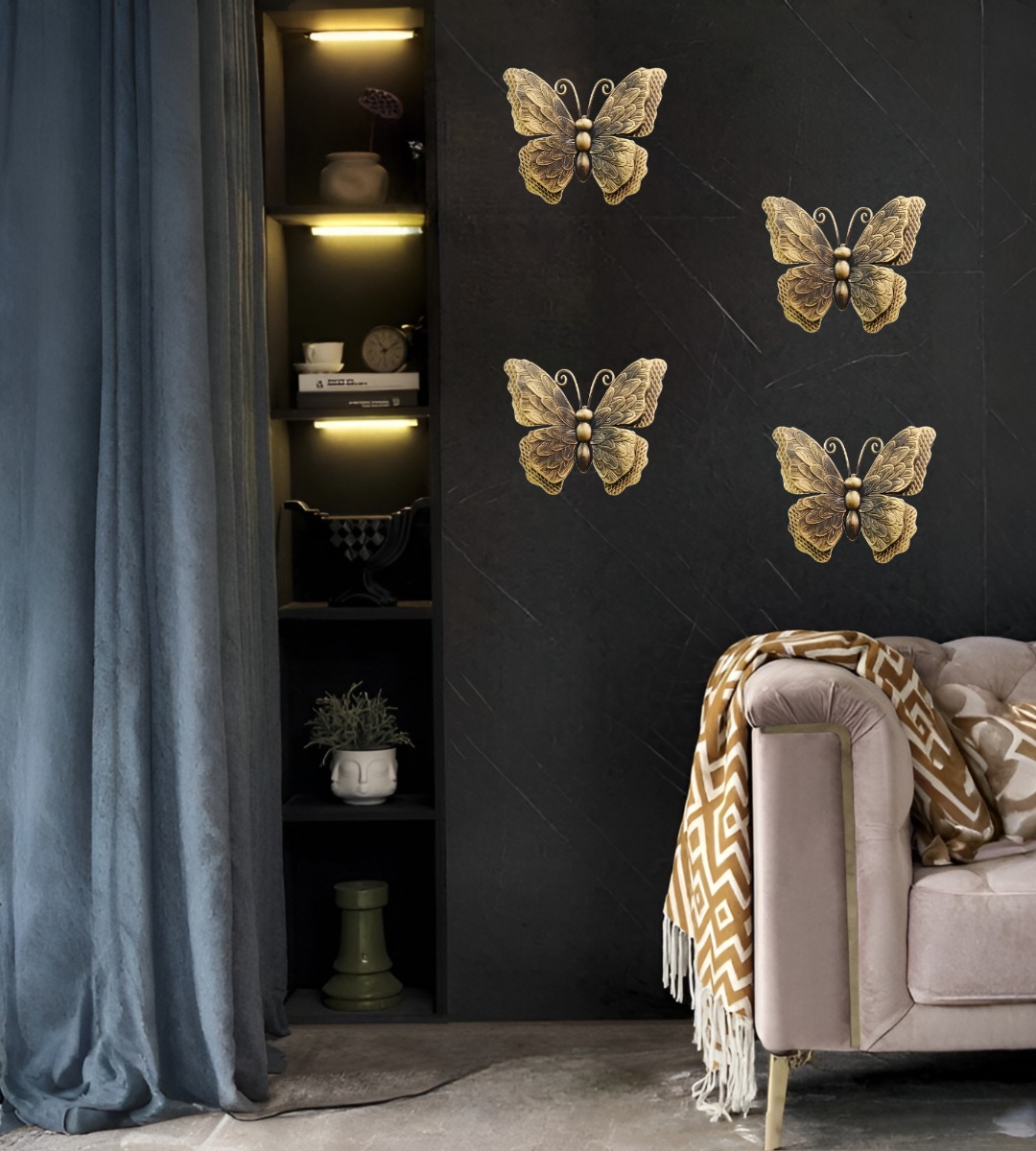 SET DECORATIVO PARED MARIPOSA 3D ARTE ESTATUA BRONCE JHN - 9