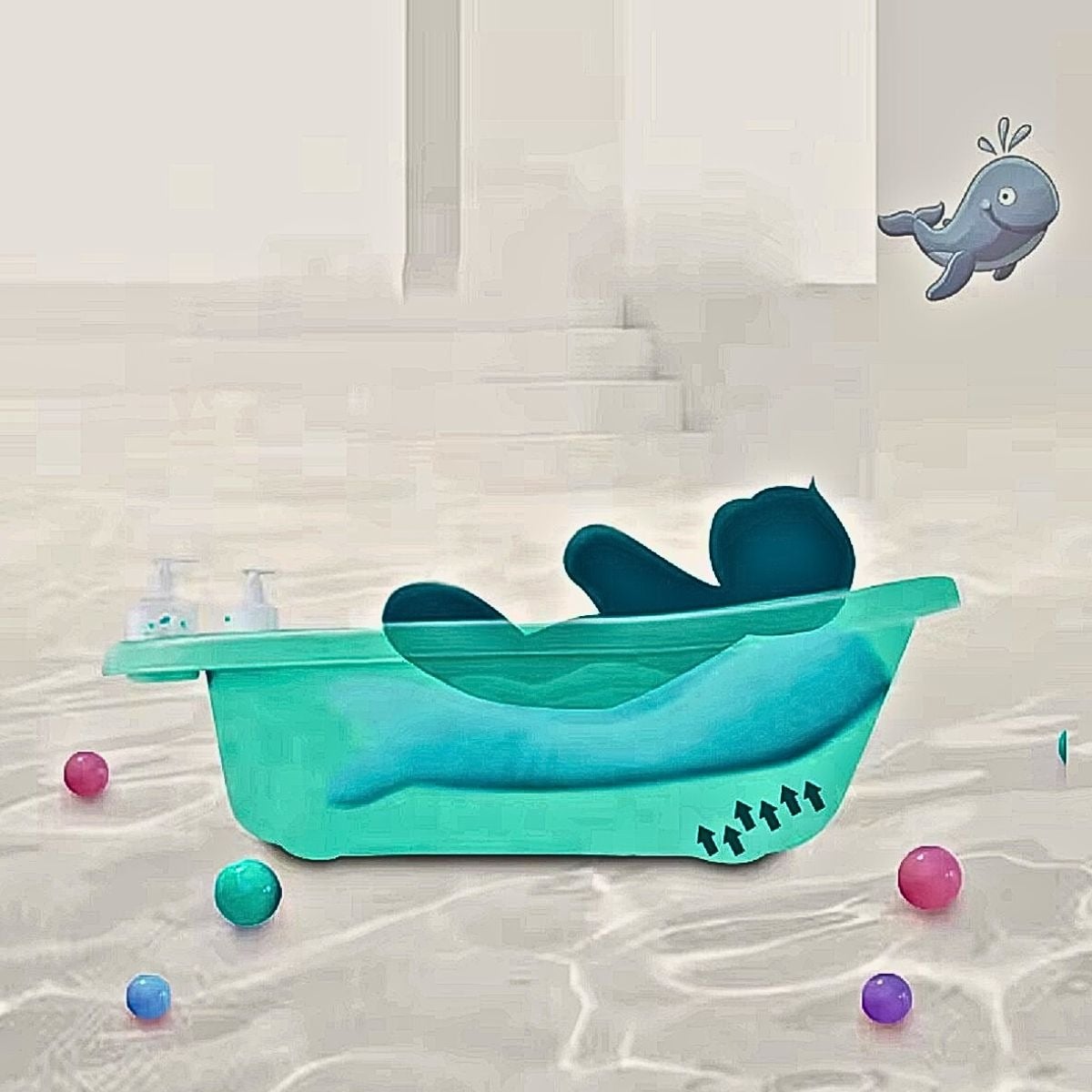 ALMOHADA COJIN APOYO TINA BAÑO DISEÑO BALLENA BEBES LAU - 2