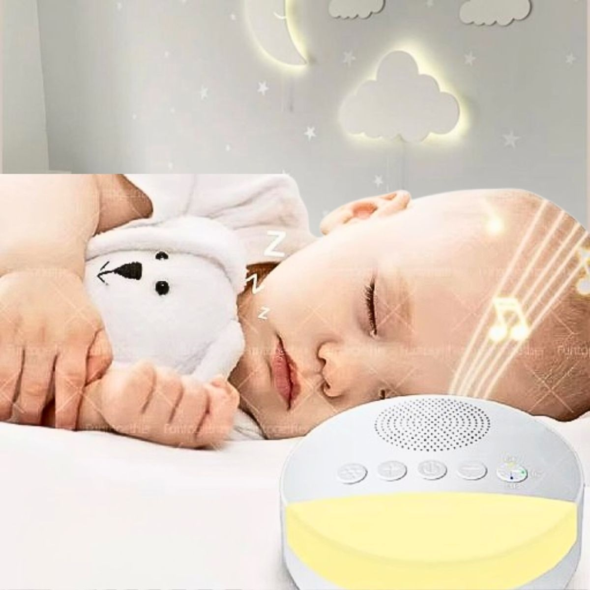 MONITOR RUIDO BLANCO LUZ CÁLIDA RECARGABLE USB BEBE LAU - 9