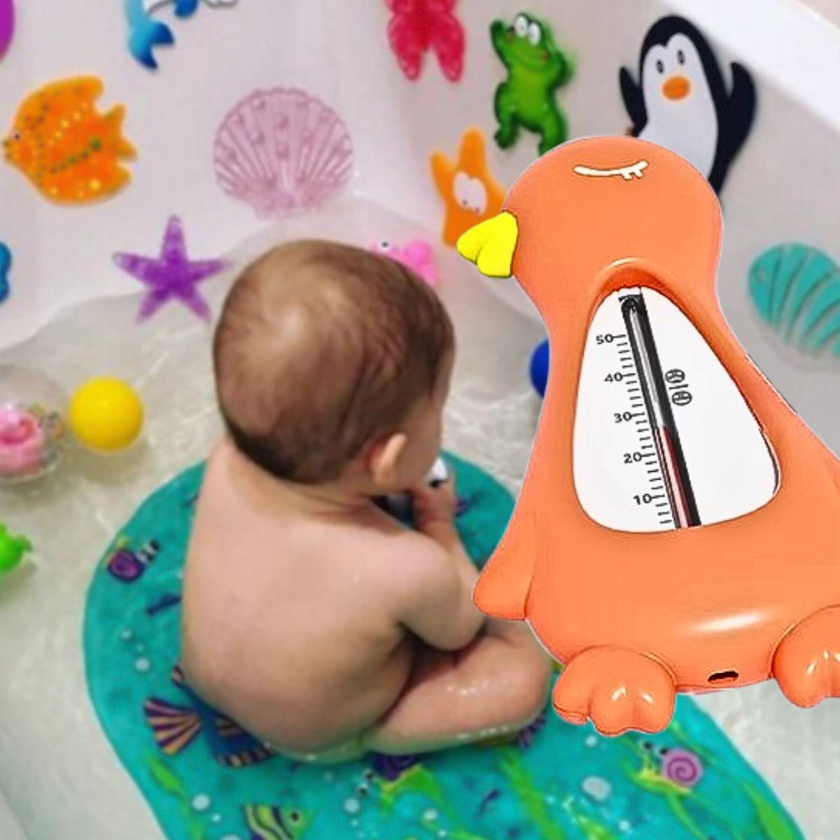 SET 3 TERMOMETRO DUCHA AGUA BAÑO DISEÑO PATO NIÑOS LAU - 9