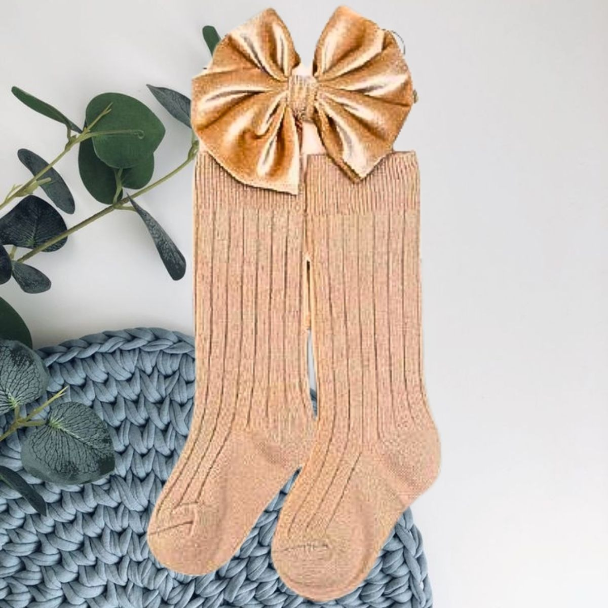 SET 2 CALCETINES + CINTILLO LAZO DIADEMA BEBES LAU - 2
