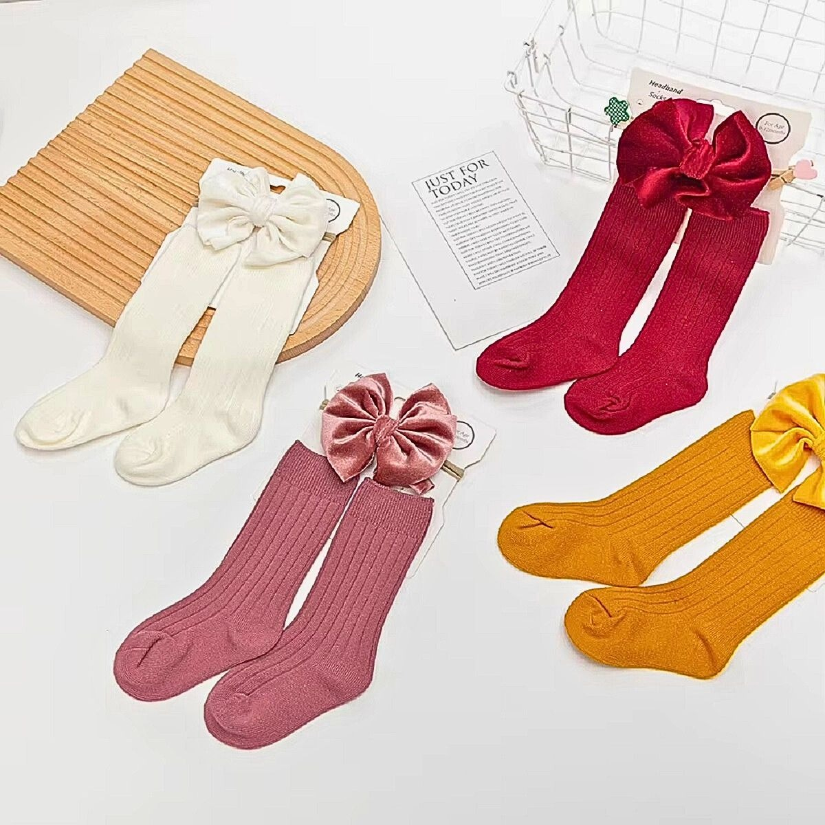 SET 2 CALCETINES + CINTILLO LAZO DIADEMA BEBES LAU - 4