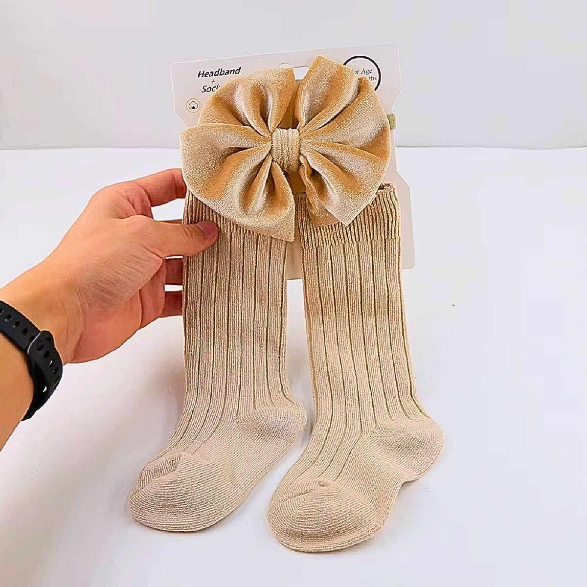 SET 2 CALCETINES + CINTILLO LAZO DIADEMA BEBES LAU - 5