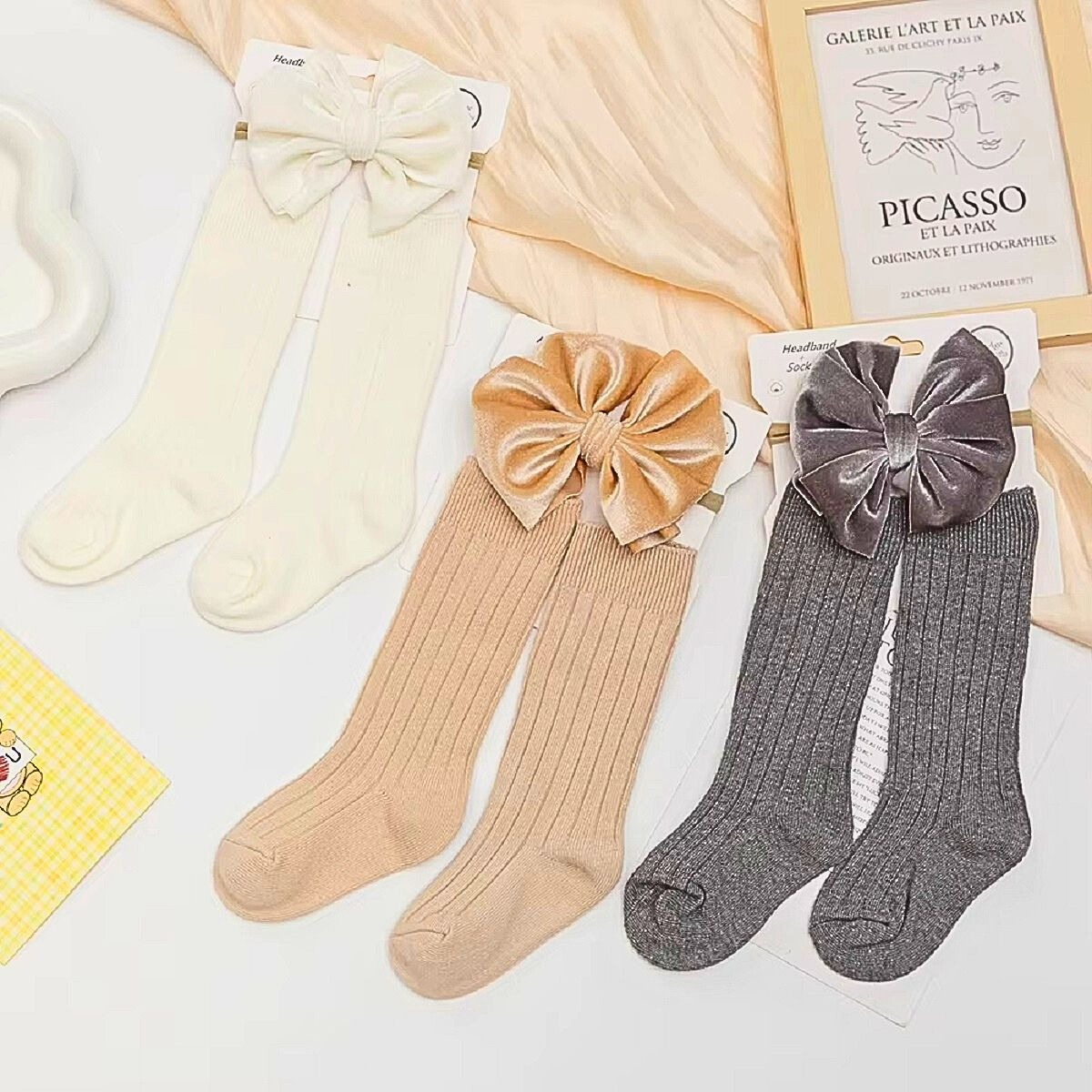 SET 2 CALCETINES + CINTILLO LAZO DIADEMA BEBES LAU - 6