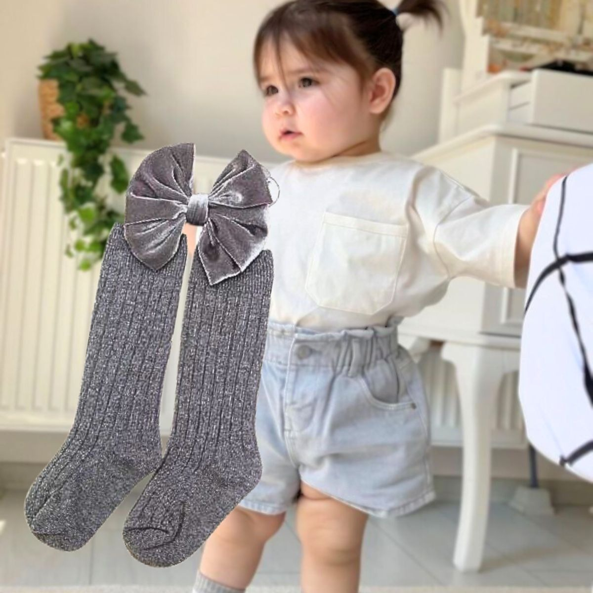 SET 2 CALCETINES + CINTILLO LAZO DIADEMA BEBES LAU - 7