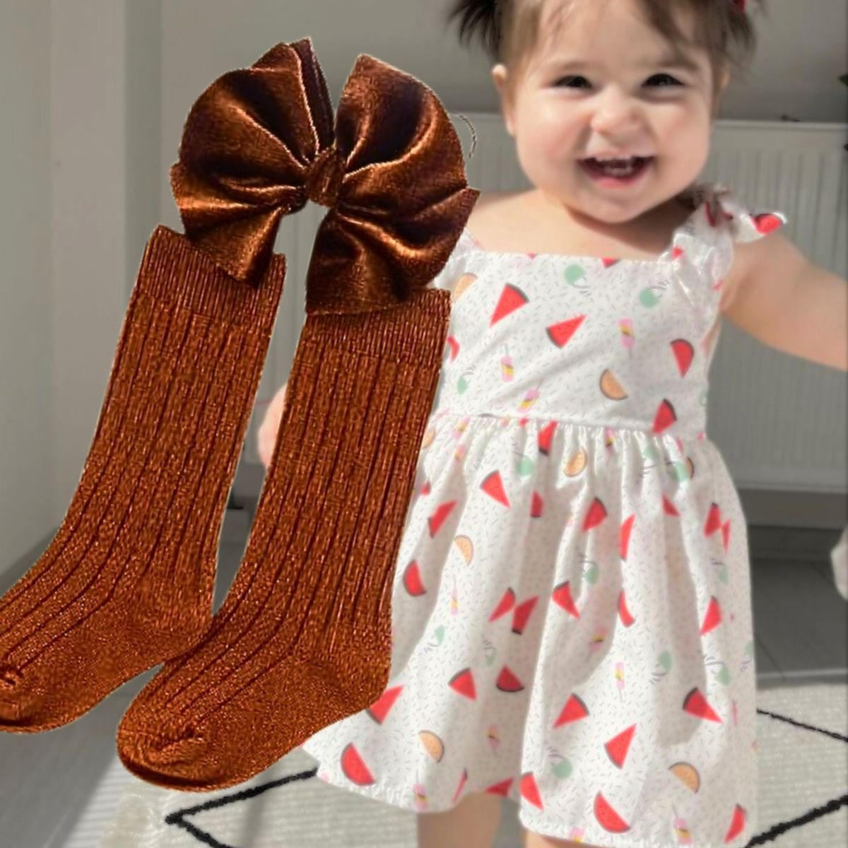 SET 2 CALCETINES + CINTILLO LAZO DIADEMA BEBES LAU - 8