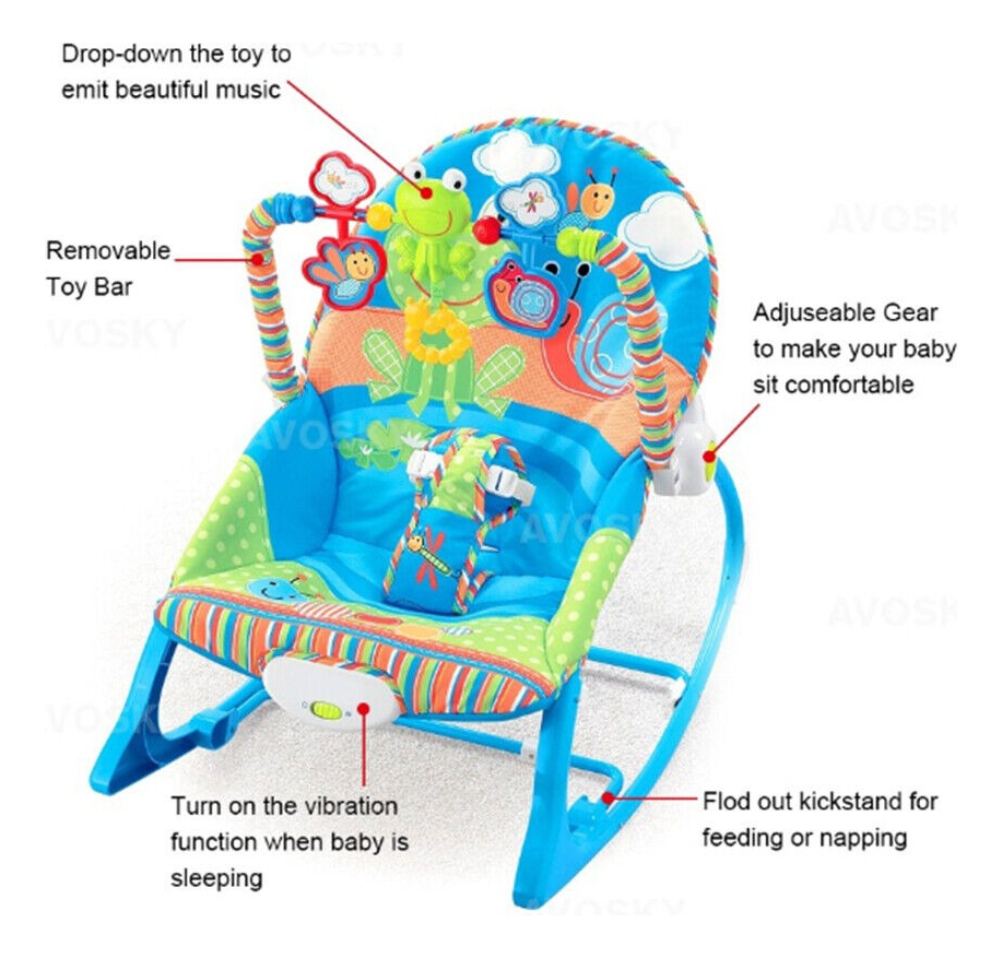 SILLA MECEDORA VIBRADORA 3EN1 MUSICAL RELAJA BEBE NIÑO LAU - 7