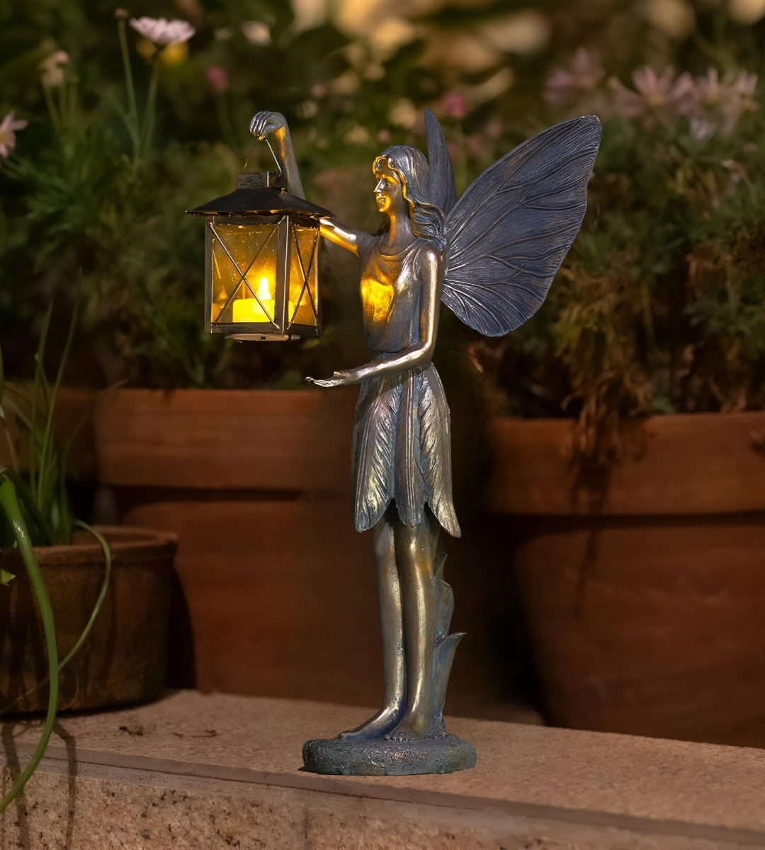FIGURA ESCULTURA ÁNGEL ALADO ESTATUA DECORATIVA HADAS JHN - 10