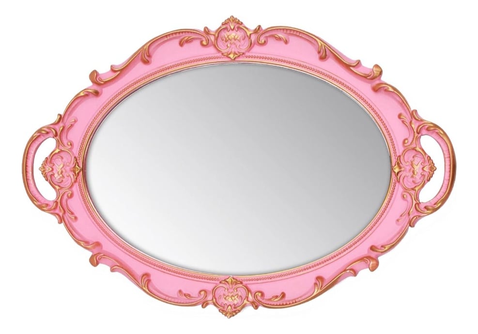 SET 2 BANDEJA ESPEJO DECORATIVA ROSADA ORGANIZADOR JHN - 1