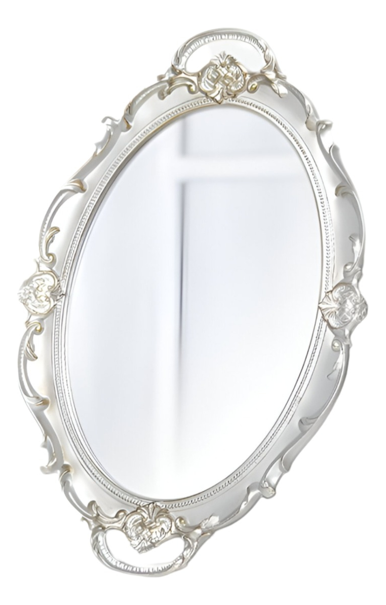 SET 2 BANDEJA ESPEJO PLATEADA DECORATIVA ORGANIZADOR JHN - 1